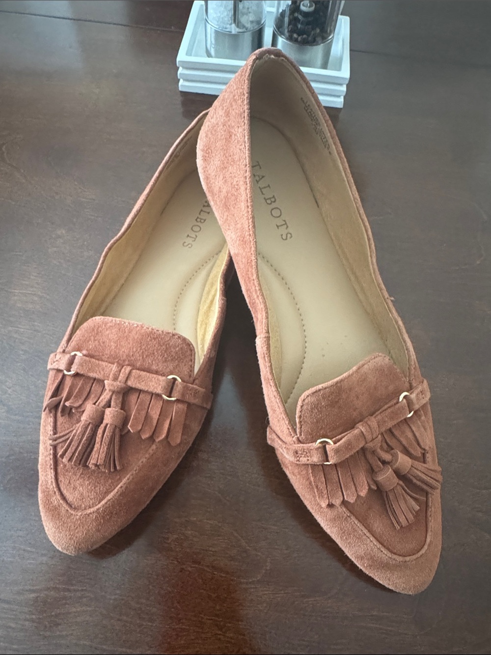 Talbots Suede Tassel Loafers in Rusty Brown